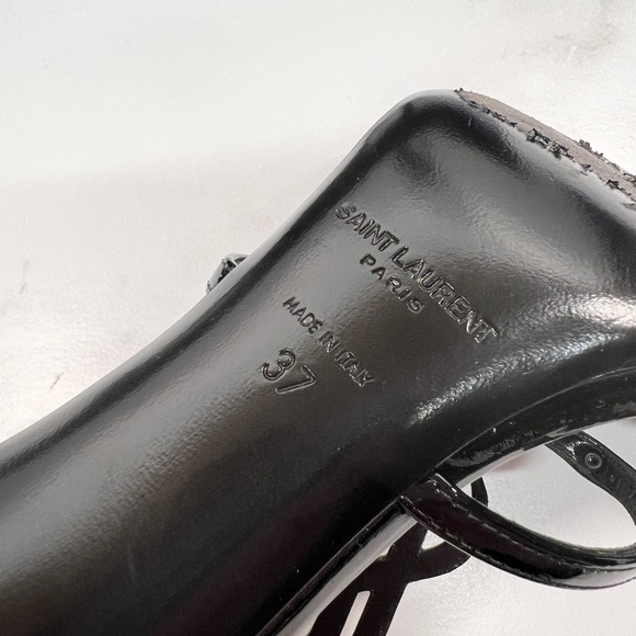 YSL Yves Saint Laurent Black Leather Cassandra Logo Sandals Sandal High Heels - Picture 7 of 9